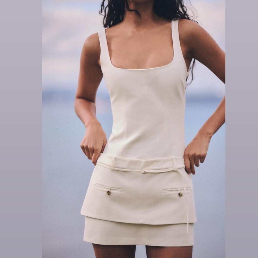 Zara belted fitted dress; size Medium; New with tags